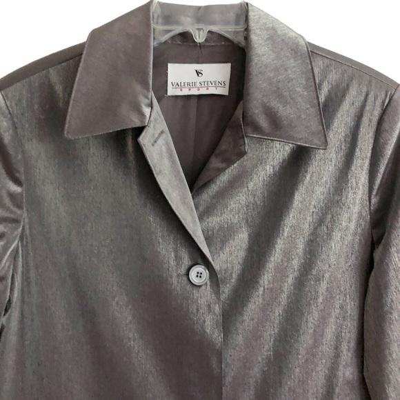 Vintage Valerie Stevens Shimmering Pewter Gray Evening Jacket L - Picture 3 of 7